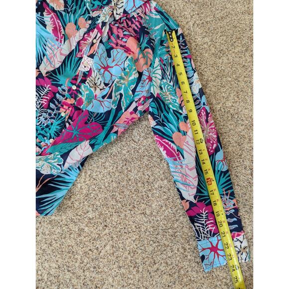 Talbots Shirt Womens Large The Classic Casual Button Up Jungle Botanical - Picture 9 of 10